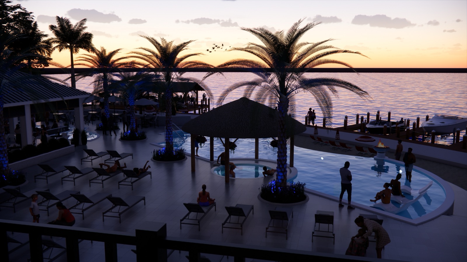 View from Lake Shadroe residence balcony at dusk